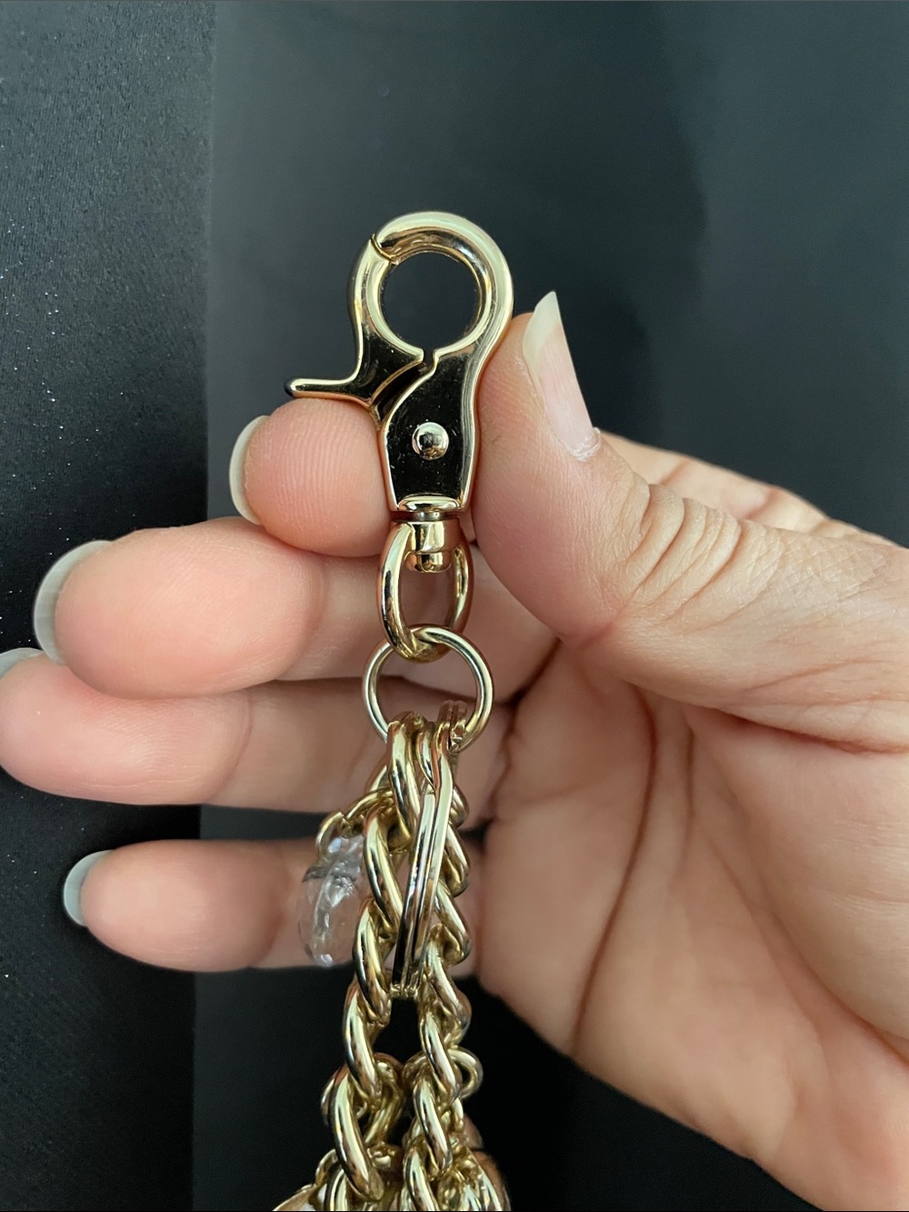 Kathy Van Zeeland Gold-Tone Fleur-de-Lis Crystal Charm Keychain - Picture 10 of 11